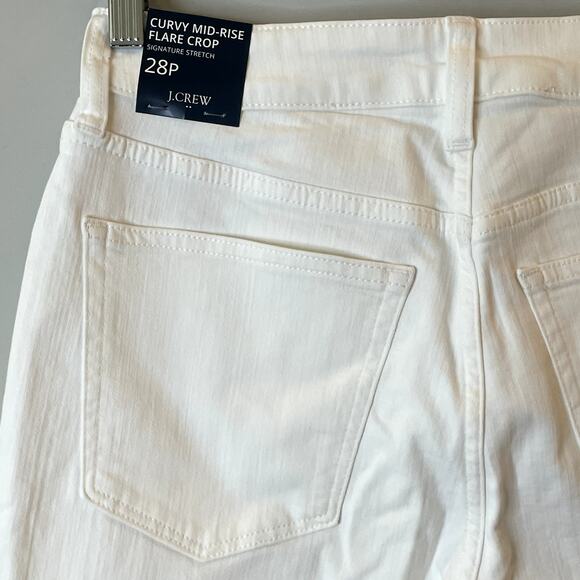 J.Crew Factory Curvy Mid Rise Flare Crop Jean Signature Stretch CG434 White P28 - Picture 10 of 16